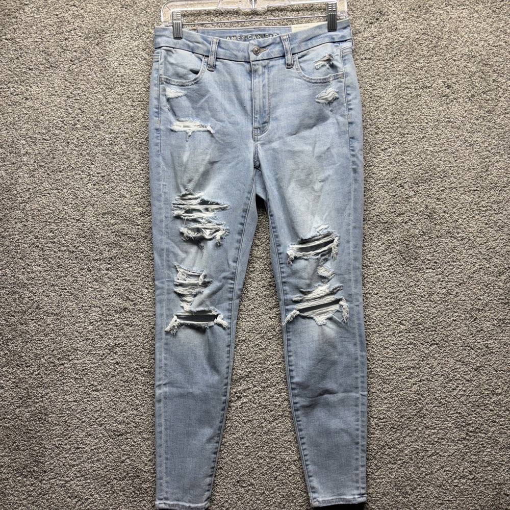 American Eagle Jeans Womens 6 29x29 Curvy High Rise Jegging Distressed Denim NWT